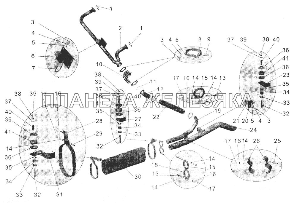 Установка системы выпуска отработавших газов МАЗ-103 (2005)